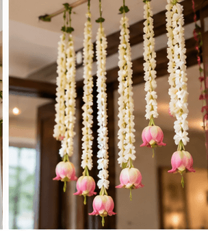 Jasmine & lotus hangings — Griha Pravesh decoration inspiration