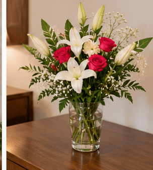 Simple white floral styling — Griha Pravesh decoration inspiration